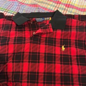Polo by Ralph Lauren Red and Black Plaid Men's Polo